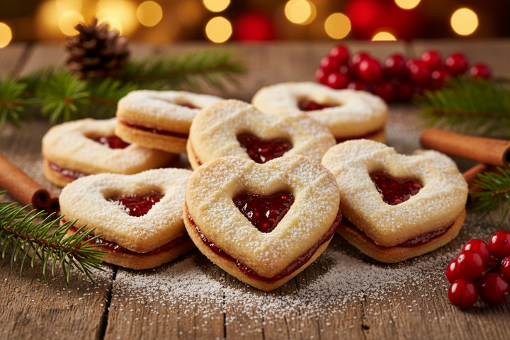 Linecké vanilkové srdíčka