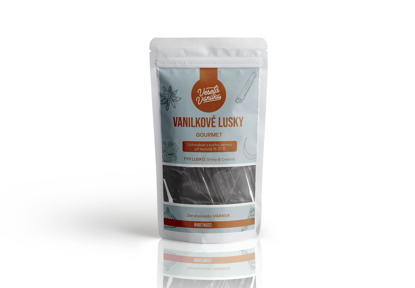 Obal vanilkových lusků Shiny creamy